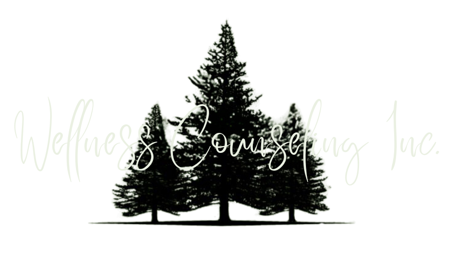 wellness counseling inc logo of black trees and practice name on top of them